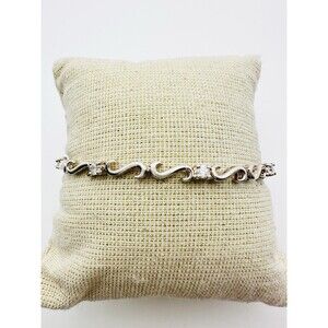 925 Sterling Silver S Link Chain C Z Tennis Bracelet 7.25”